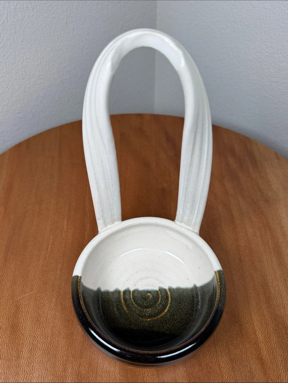 Handmade Art Pottery Ceramic Standing Spoon Rest Cottagecore Farmhouse white